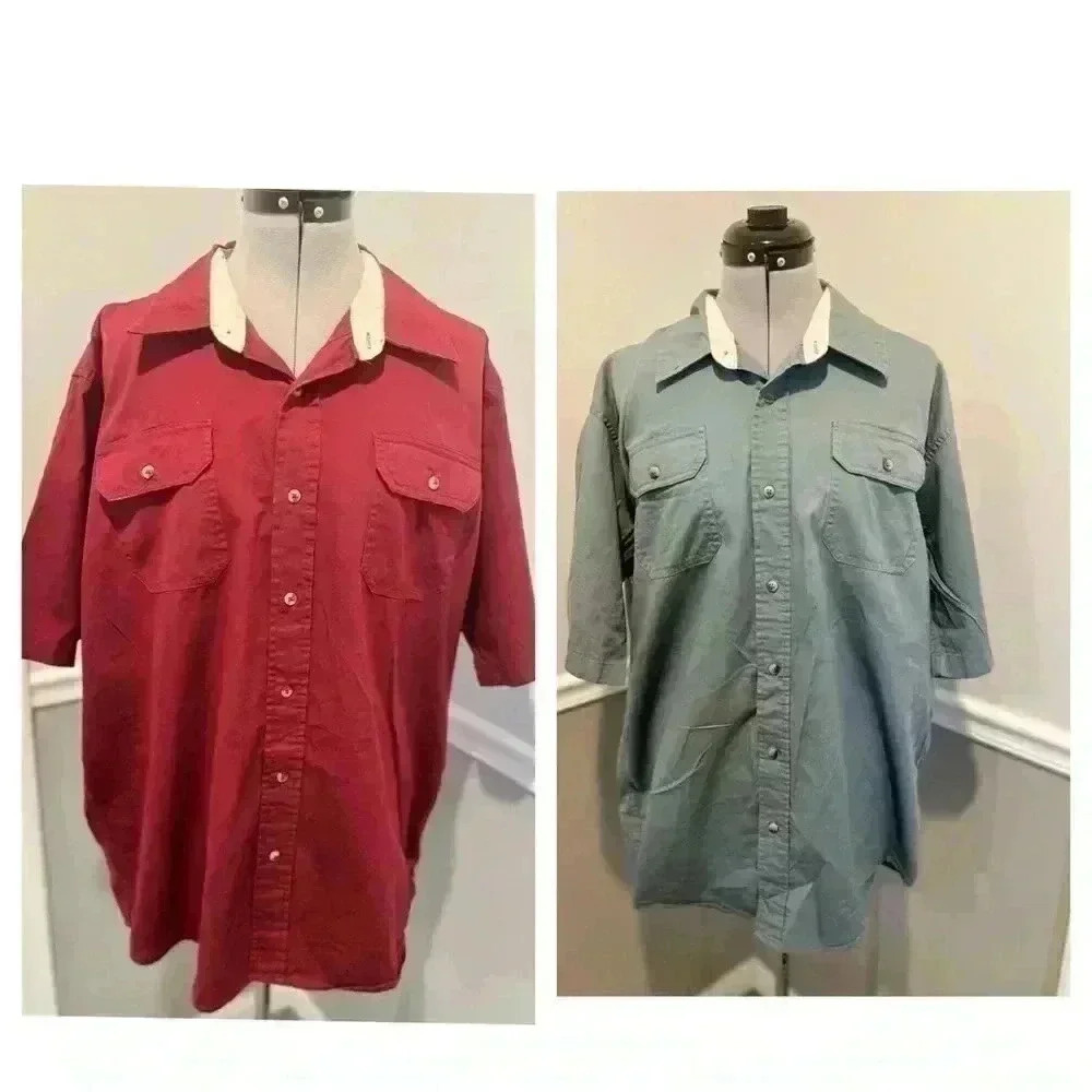Wrangler Premium Quality (lot of 2) Shirts Men short Sleeve Button Down‎ Size XL